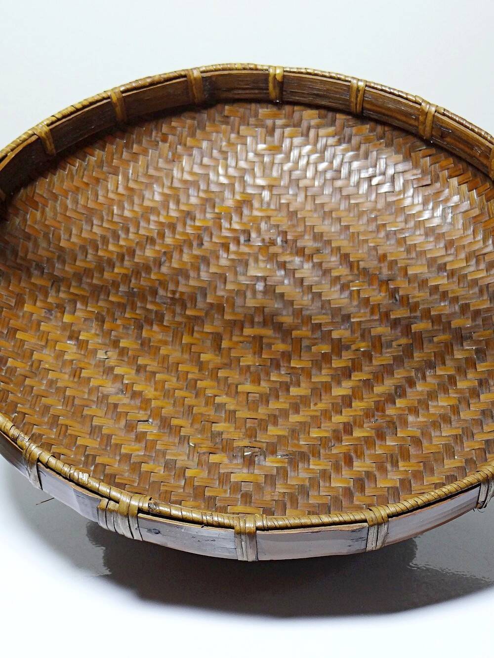 Large Vintage Asian Bamboo Offering Basket 1920–1950