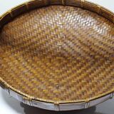 Large Vintage Asian Bamboo Offering Basket 1920–1950