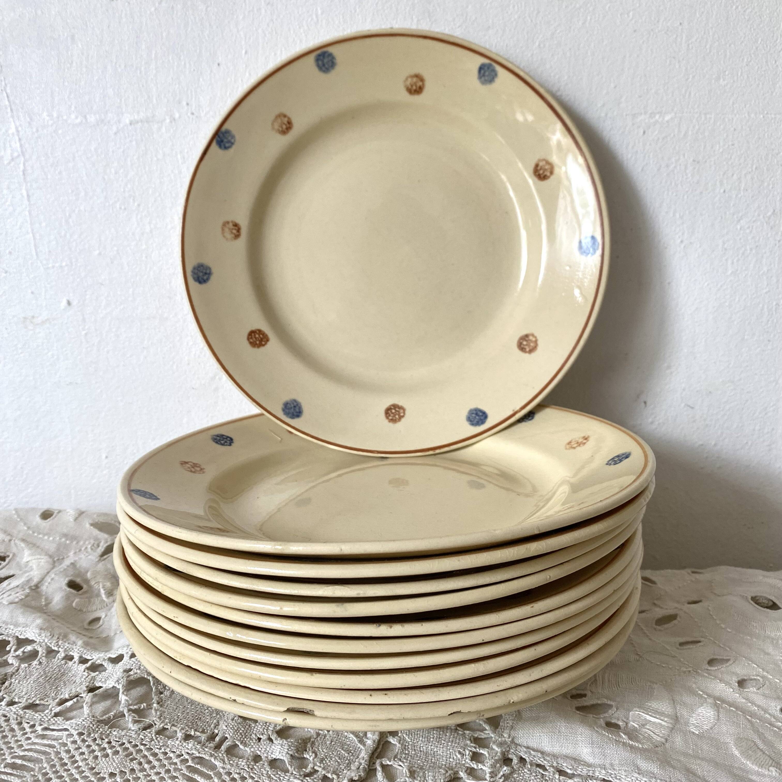 Old polka dot dinner plates from Sarreguemines