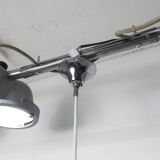 Suspension florale en métal chromé et verre grisé 1970