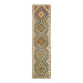 Turkish Handwoven Vintage Herki Kilim 95 cm x 360 cm