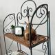 Vintage wall or table shelf in wrought iron and rattan