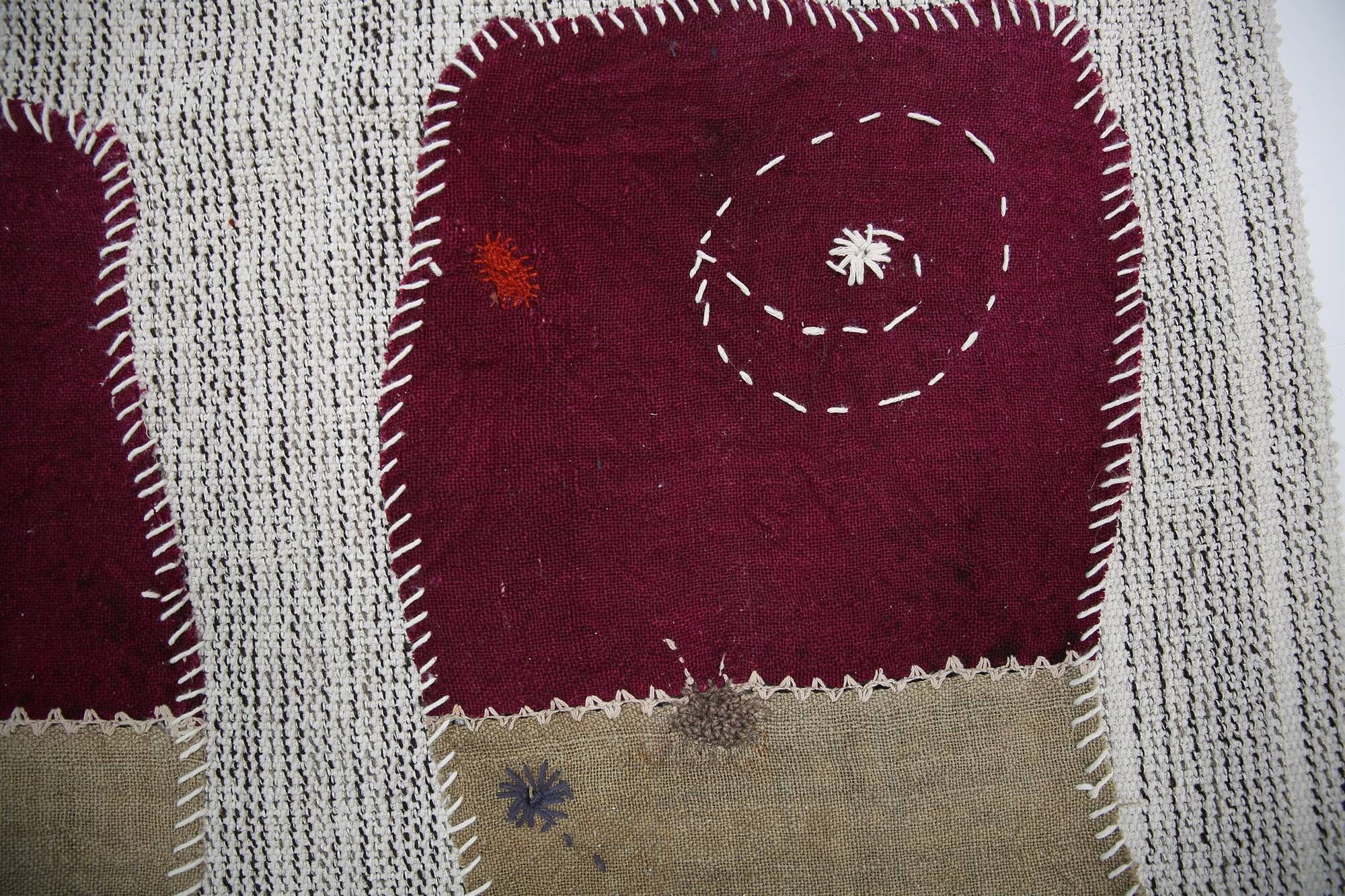 Wine Color Vintage Textile Wall Hanging, Handwoven Tapestry, 106x116 Cm