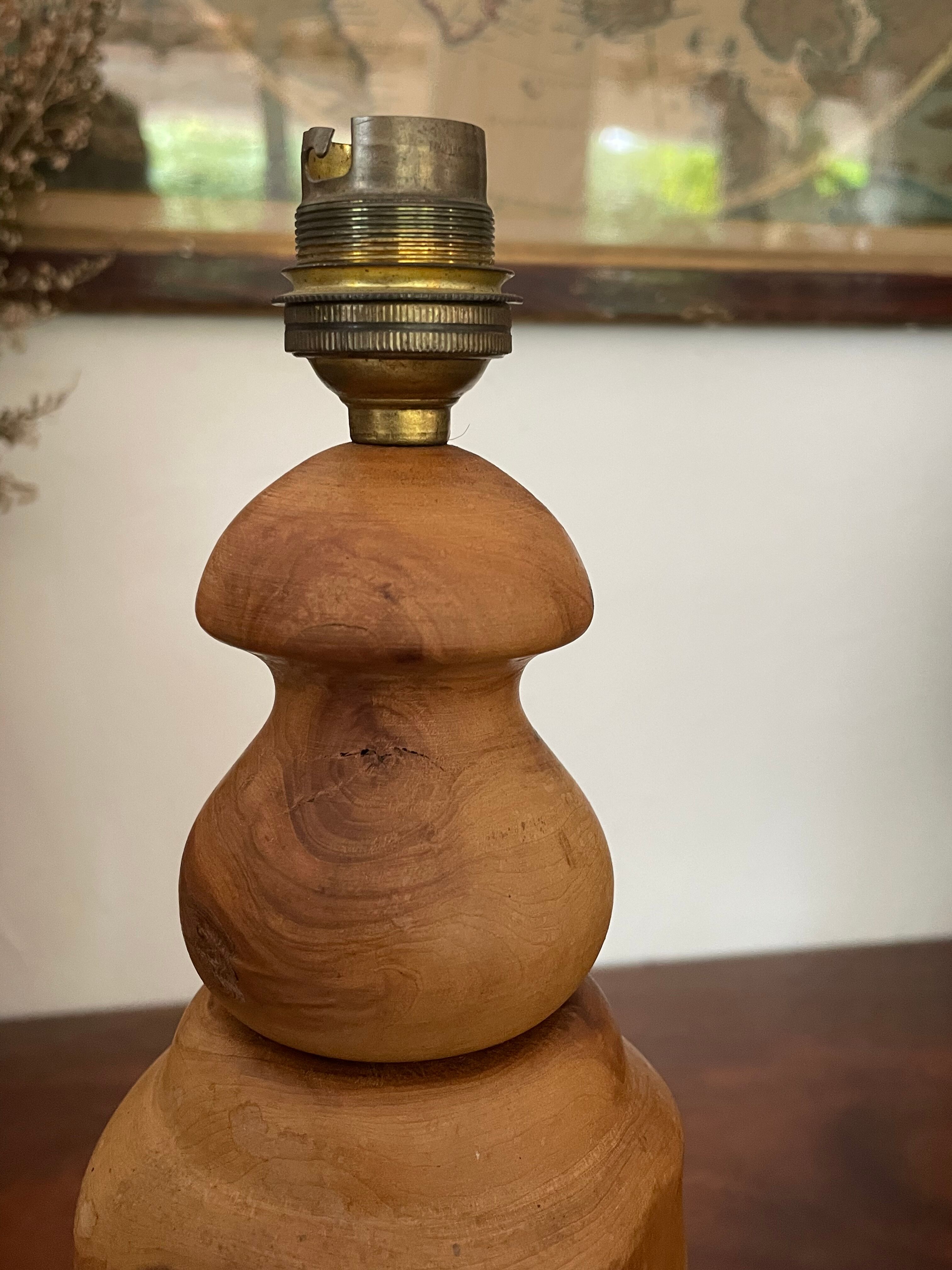 Lamp foot made of vintage olive wood