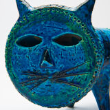 Le Chat by Aldo Londi for Bitossi in blue ceramic, circa 1950
