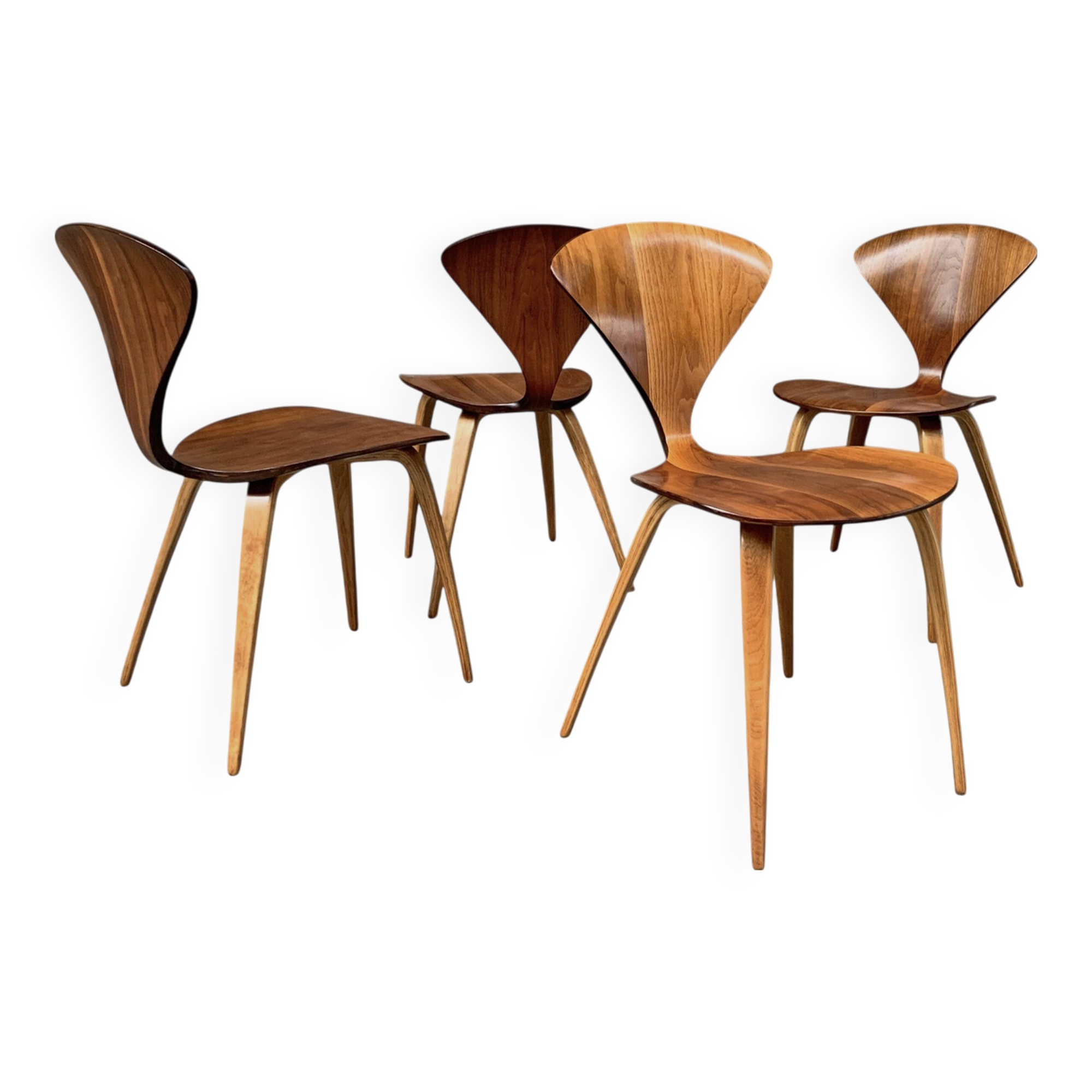 Set of 4 Norman Cherner chairs for Plycraft USA in teak, 1960s
