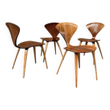 Set of 4 Norman Cherner chairs for Plycraft USA in teak, 1960s