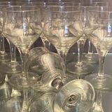 Suite of 12 glasses with feet in cut glass mid-twentieth century