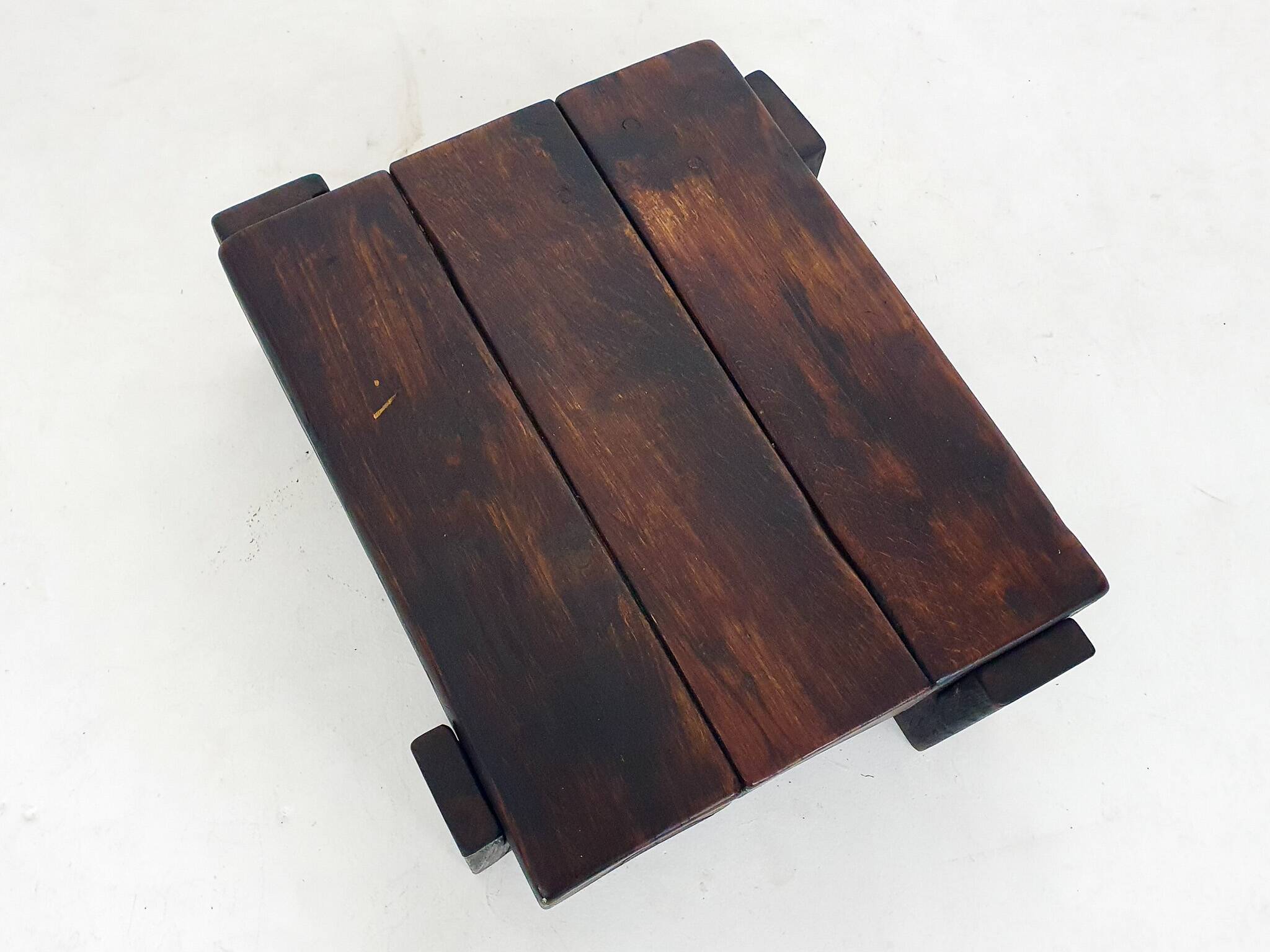 Mid-century brutalist solid wooden coffee table, The Netherlands 1970's