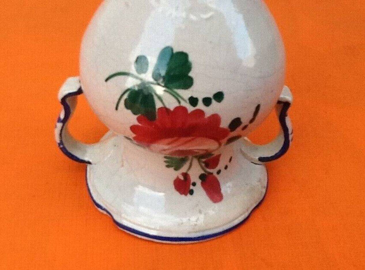 1950s Small baluster-shaped Italian ceramic vase with floral decoration