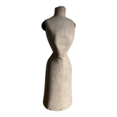 Mannequin de comptoir de drapier en bois et toile de lin, 1900