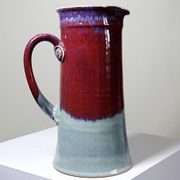 Large artistic stoneware vase by Lévéjac Michel Goldstyn, with flamed oxblood glaze.