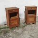 Pair of bedside tables sideboards one door one drawer in rustic fir art deco