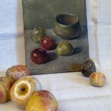 Oil on canvas still life with apples