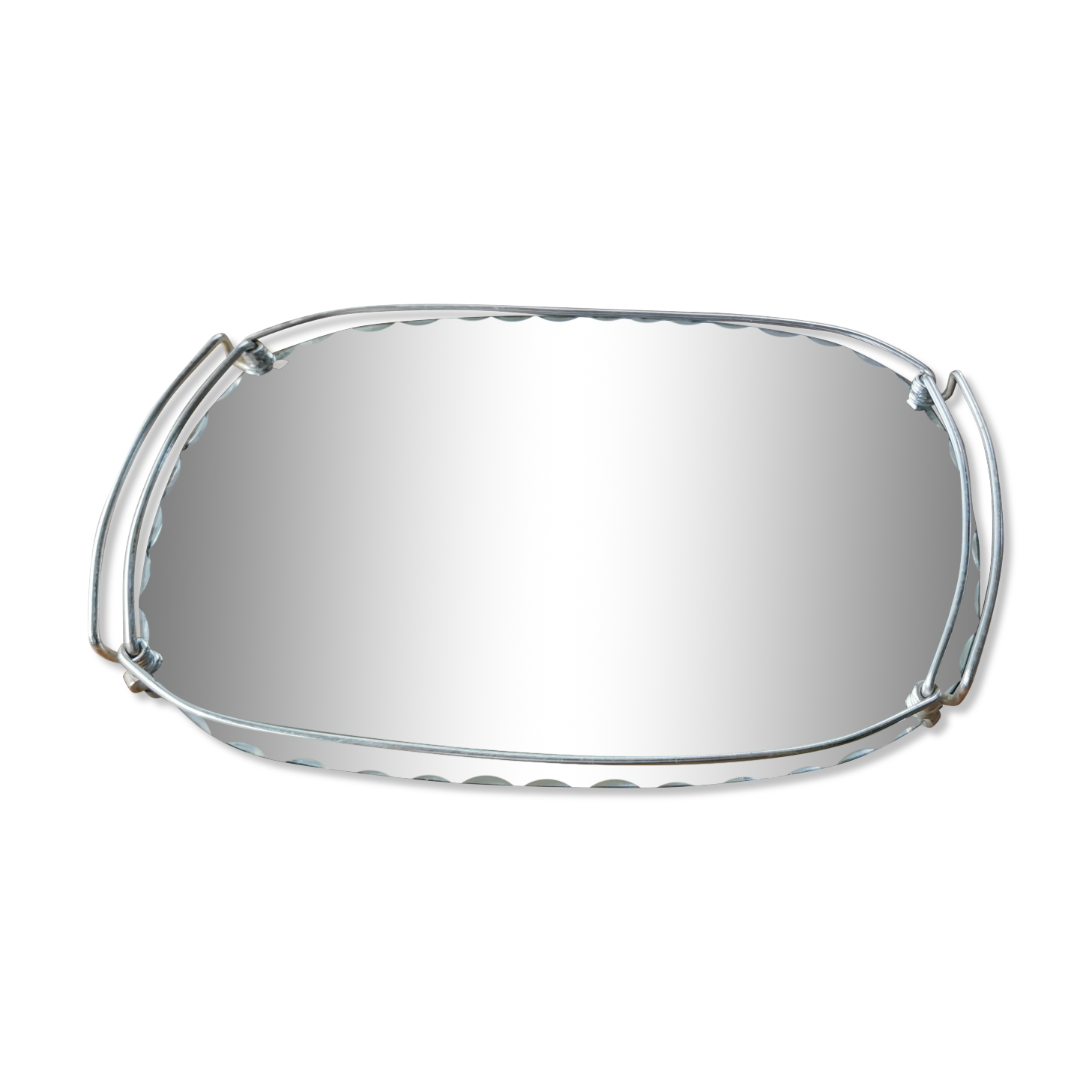 Art deco chrome metal top and mirror