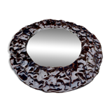 Grand miroir glace ronde en céramique artiste à identifier - 1960