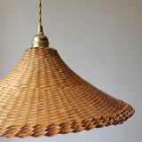 Woven wicker pendant light
