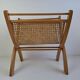 Vintage Mid-Century Wooden and Rattan Folding Magazine Rack, Czechoslovakia