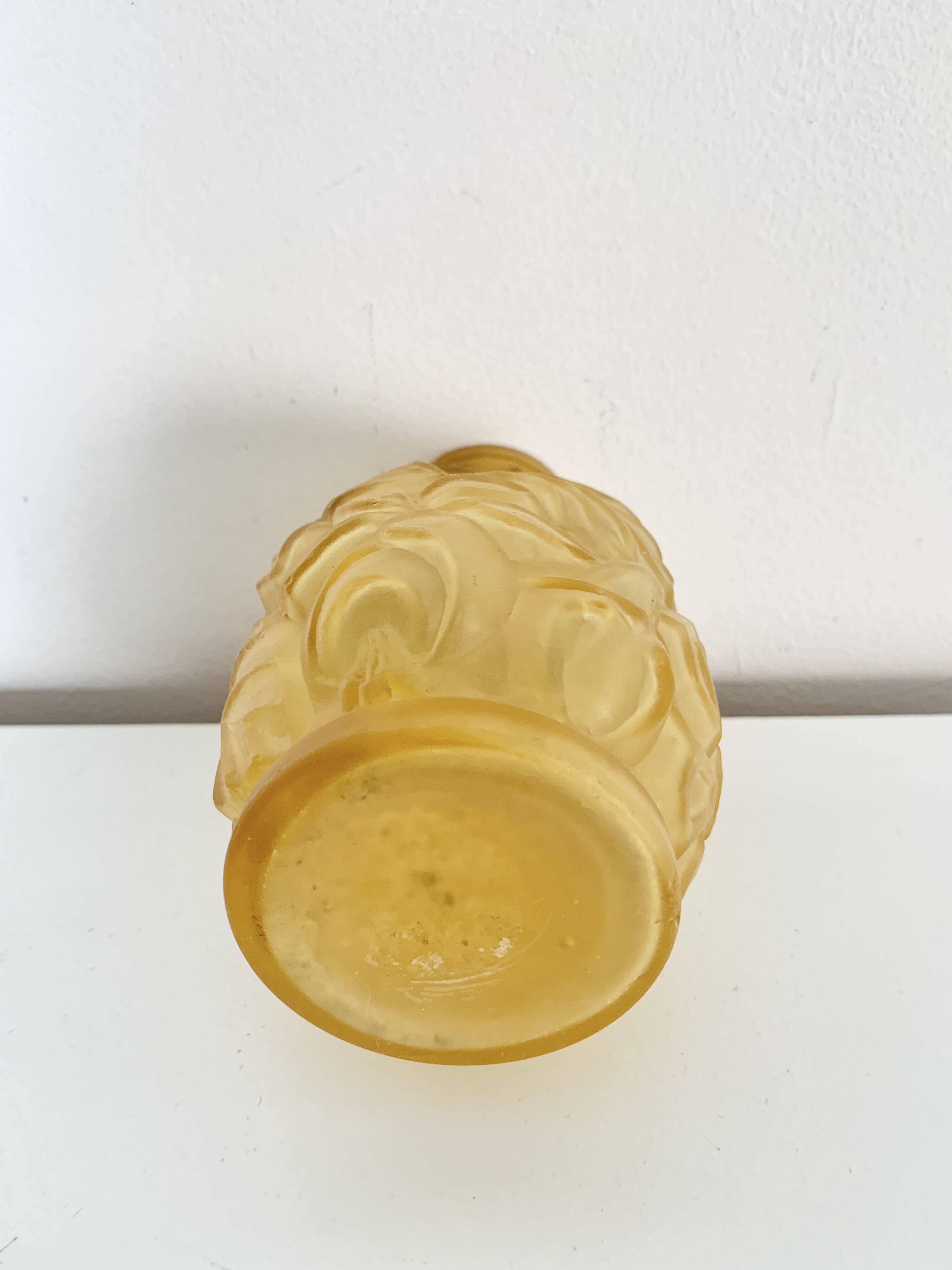 Moulded pressed glass Art Deco vase in orange