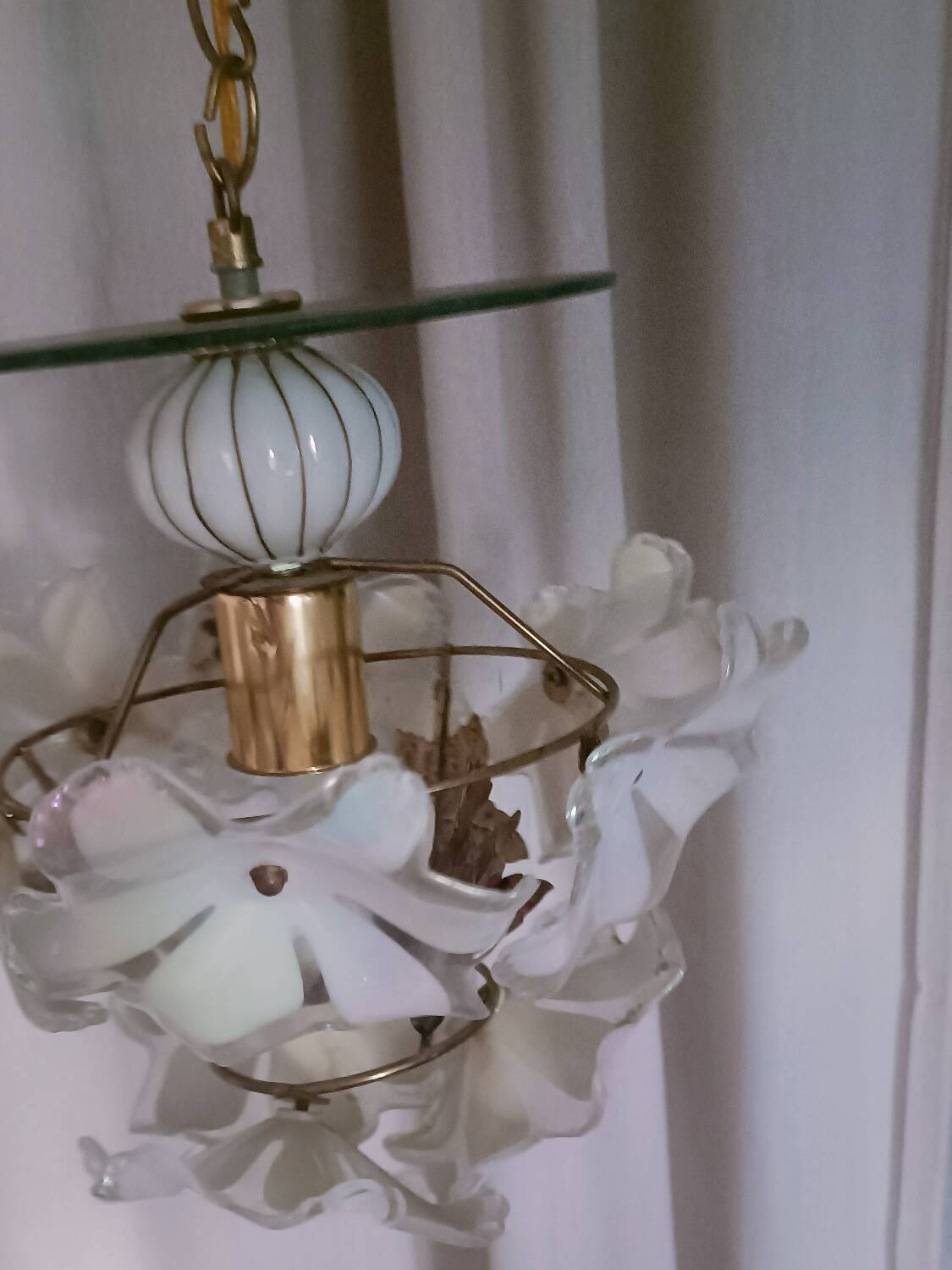 70s Flower and Mirror Chandelier