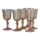 6 liqueur stemmed glasses in twisted pink glass, rosaline.