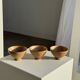 Set of 3 vintage mini bowls on foot, stoneware on pedestal H9 D10.