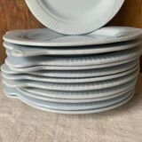 12 blue fish plates, Sarreguemines, 1930s