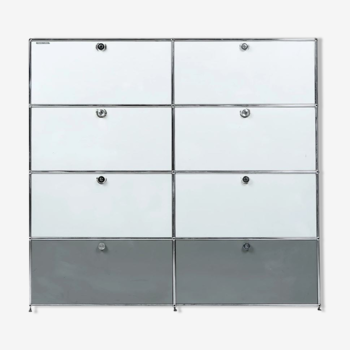 Etagère USM Haller métal laqué gris clair et gris foncé