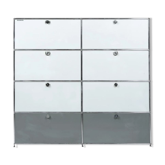 Etagère USM Haller métal laqué gris clair et gris foncé