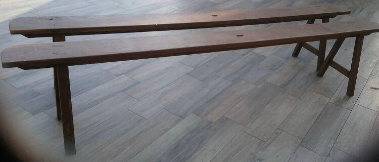 Pair old benches farmhouse