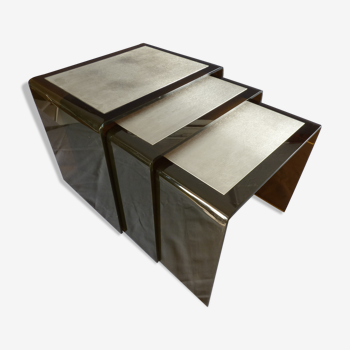 Plexiglas and brushed steel tables 1970