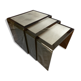 Plexiglas and brushed steel tables 1970