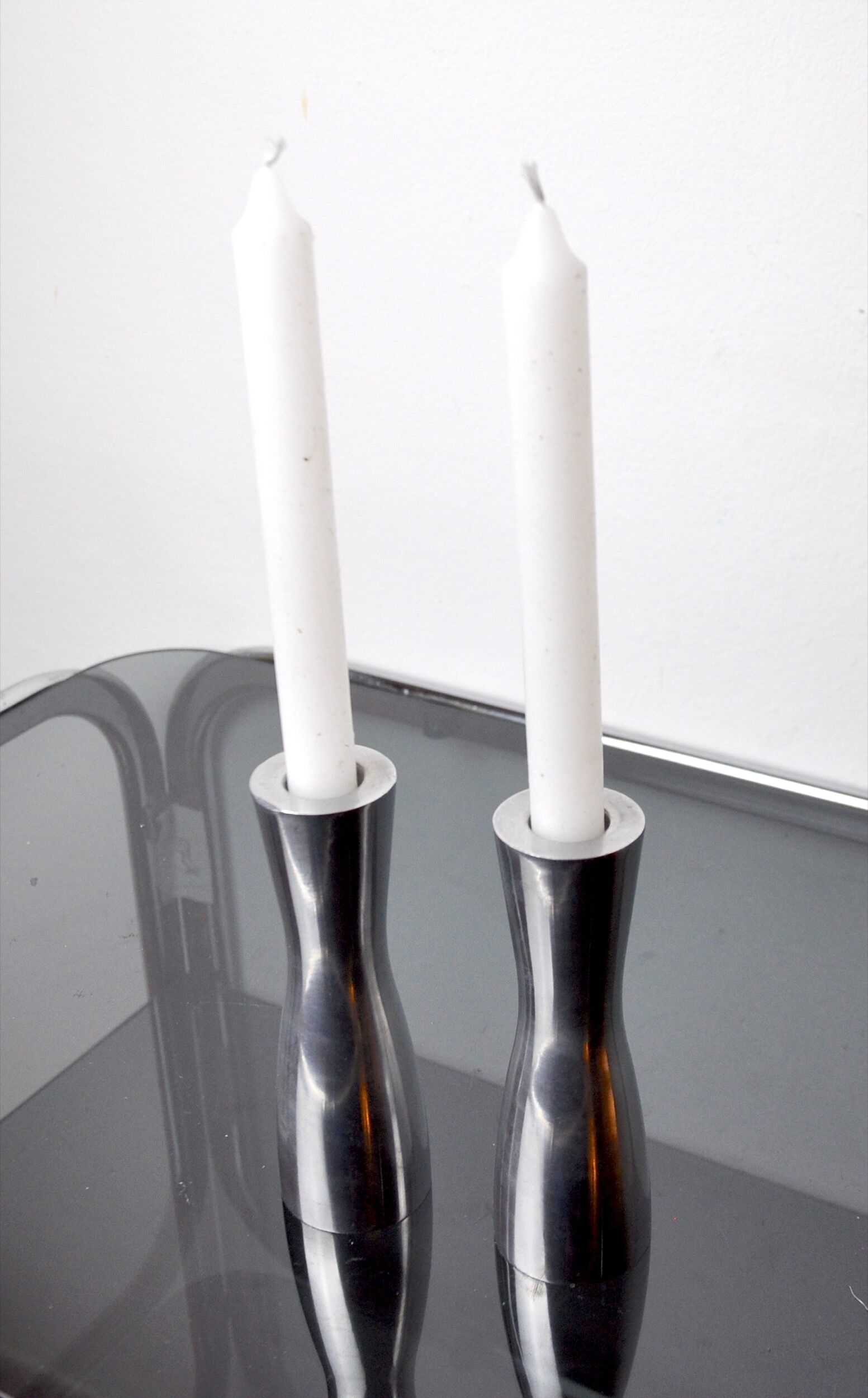 Pair of candlesticks gota erika pekkari, scandinavian, 1990