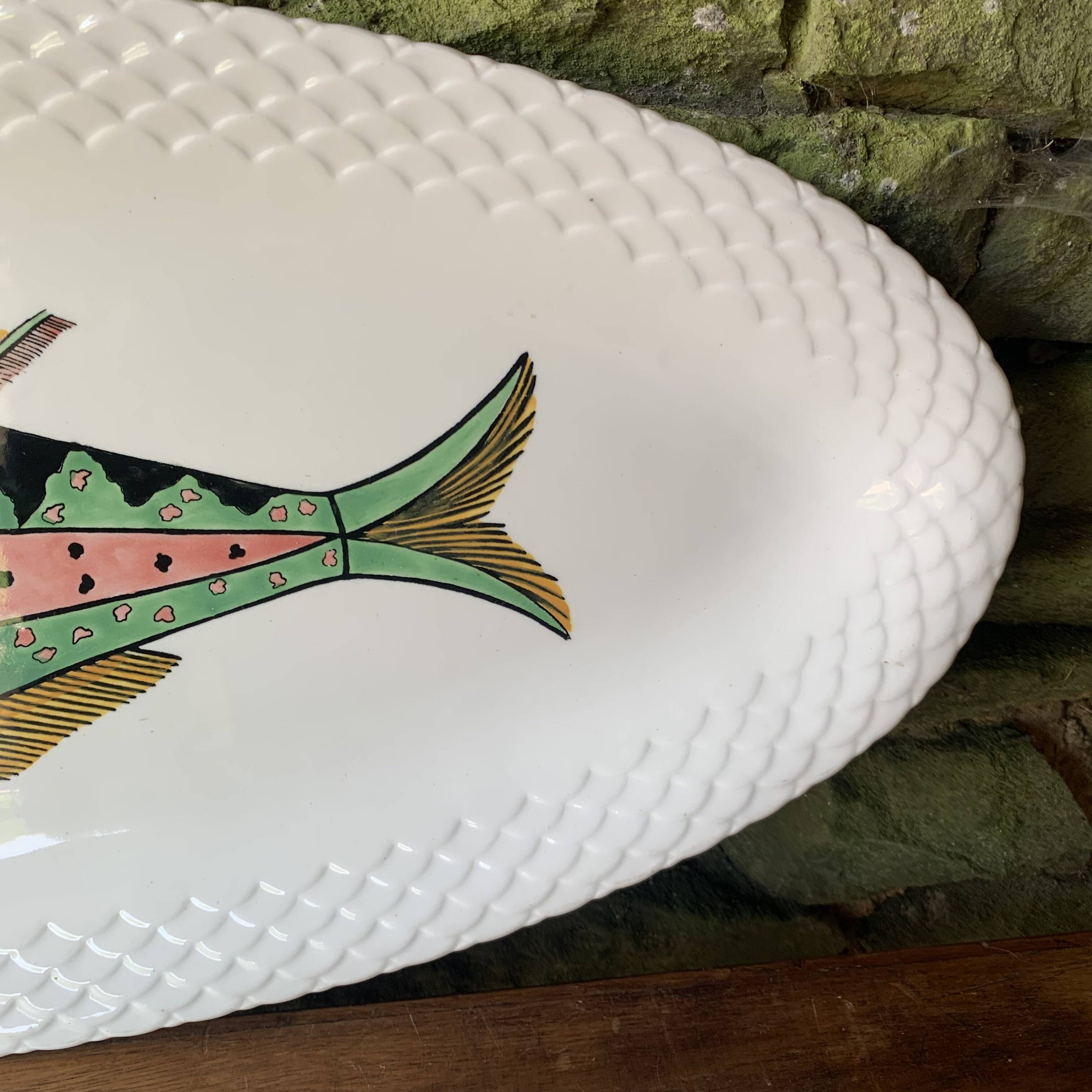 Grand plat à poisson Gien modèle Baie d'Halong