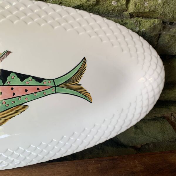 Grand plat à poisson Gien modèle Baie d'Halong