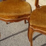 2 old chairs in walnut and velvet