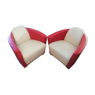Pair of club chairs "Hotel" two-tone house Calia Italia