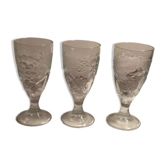 3 verres a large pied de marque codec vintage 60s