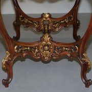 Pine desk with leather and gilding, late Victorian period around 1900.