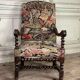 Carved walnut and tapestry armchair, late 17th century