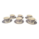 Set of six cups and saucers in opaline, vintage, RIVANEL