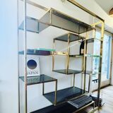 Brass and smoked glass shelf