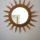 Vintage 60s braided Wicker rattan Sun mirror