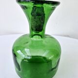 Vintage Green Empoli Italian Glass Carafe With Fleur De Lys Seal Stopper