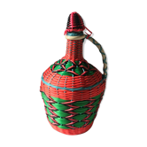 Bouteille dame jeanne scoubidou vintage multicolore