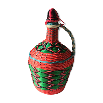 Bottle dame jeanne scoubidou vintage multicolored