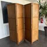 Old vintage 4-fan wooden screen