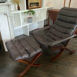 armchair & “flex” model ottoman by Ingmar Relling dark brown - 70s