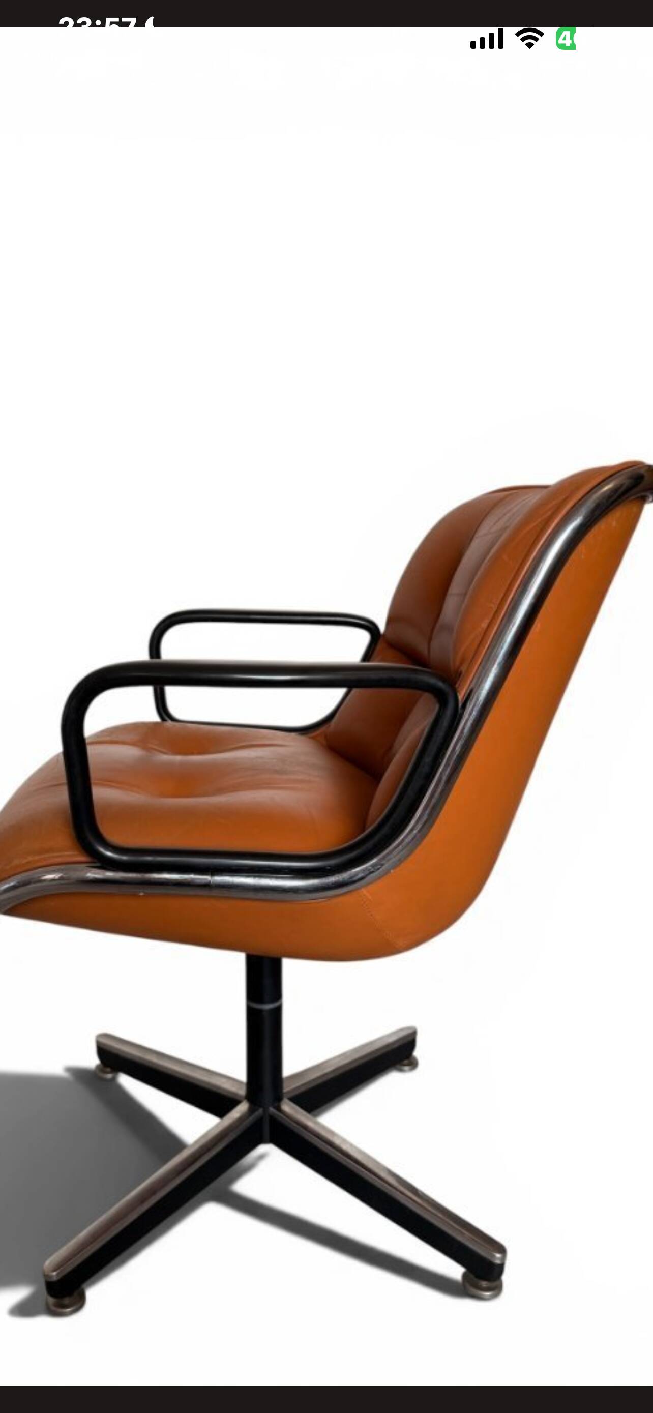 President armchair in leather by Charles Pollock