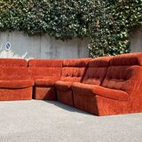 Modular sofa in rusty velvet, France 1970s